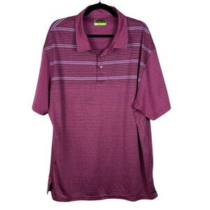 PGA Tour Men's Pro Series Casual Striped Short Sleeve Golf Polo Shirt 2X Purple